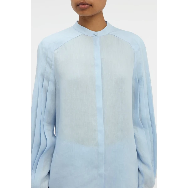 Gabriela Hearst Laetitia Blouse in Light Blue Aloe Linen, view 5