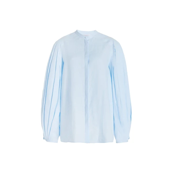 Gabriela Hearst Laetitia Blouse in Light Blue Aloe Linen