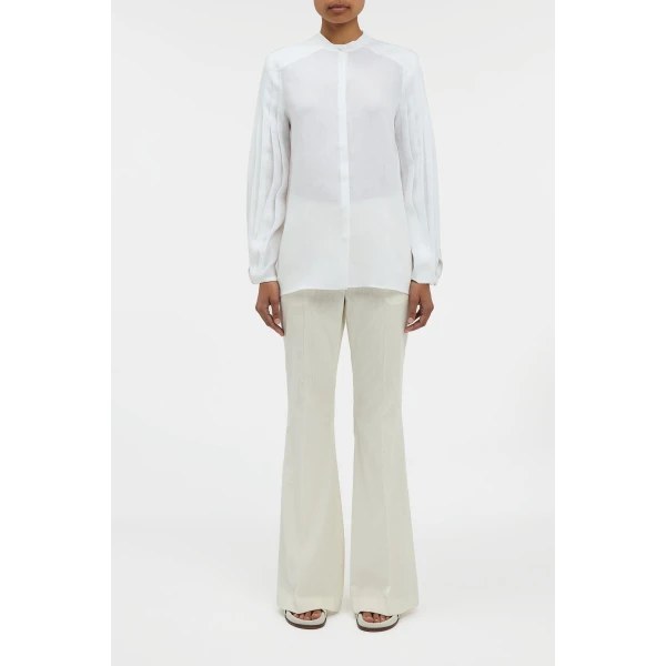 Gabriela Hearst Laetitia Blouse in White Aloe Linen, view 2