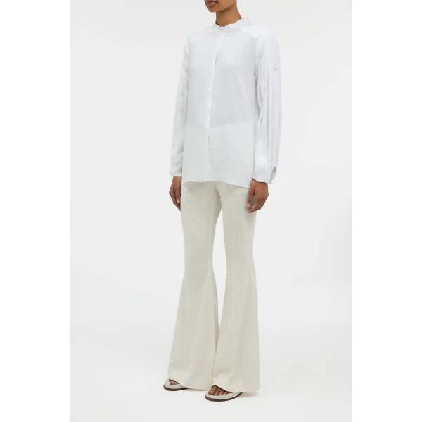 Gabriela Hearst Laetitia Blouse in White Aloe Linen, view 3