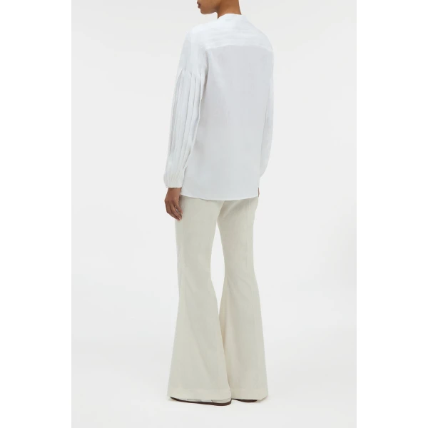 Gabriela Hearst Laetitia Blouse in White Aloe Linen, view 4