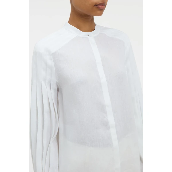 Gabriela Hearst Laetitia Blouse in White Aloe Linen, view 5