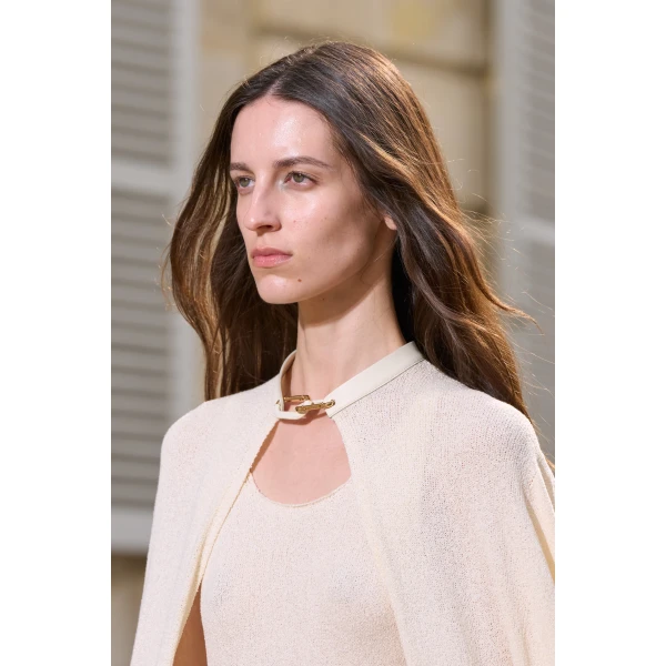 Gabriela Hearst Laleh Knit Cape in Off White Mulberry Silk, view 4