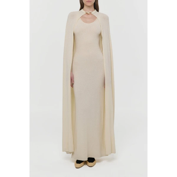 Gabriela Hearst Laleh Knit Cape in Off White Mulberry Silk, view 5