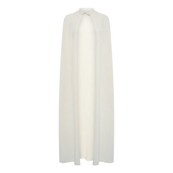 Gabriela Hearst Laleh Knit Cape in Off White Mulberry Silk