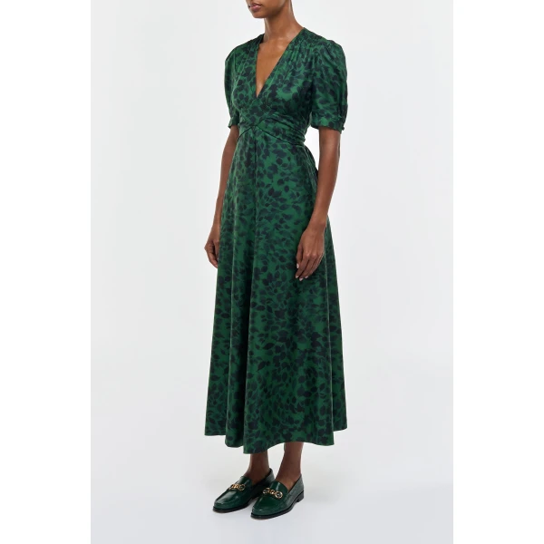 Gabriela Hearst Larkin Maxi Dress in English Green Printed Silk Twill, view 3