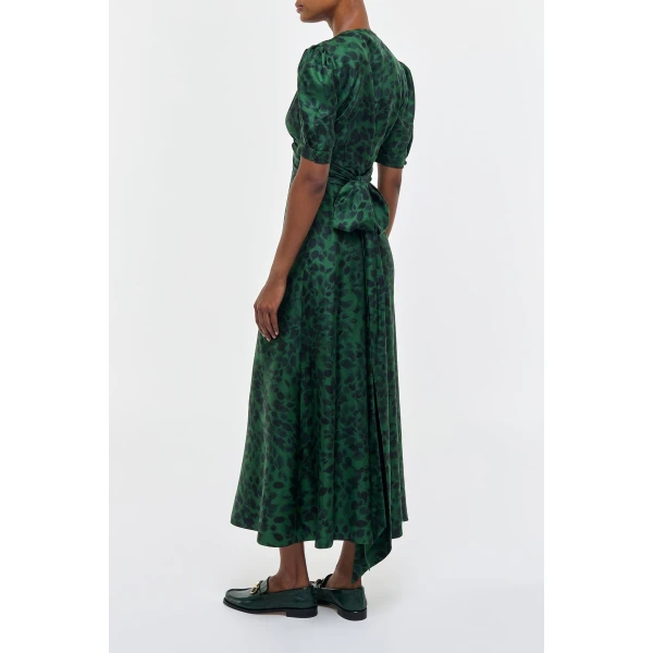 Gabriela Hearst Larkin Maxi Dress in English Green Printed Silk Twill, view 4