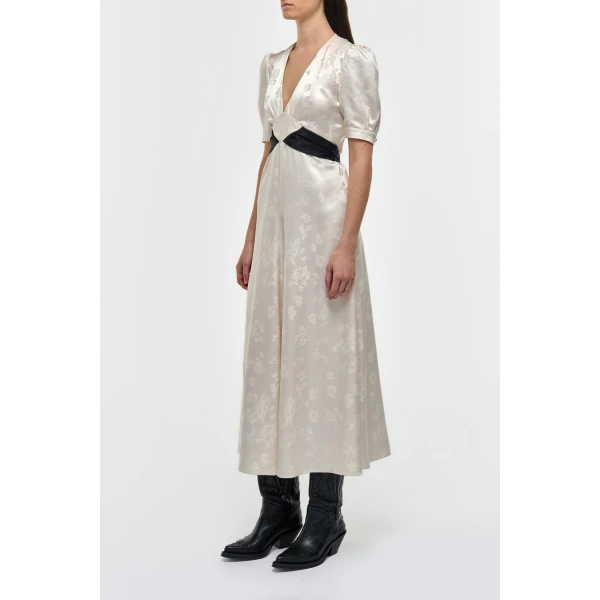 Gabriela Hearst Larkin Maxi Dress in Ivory & Black Embroidered Silk, view 4
