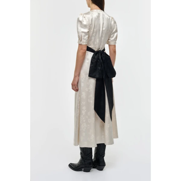 Gabriela Hearst Larkin Maxi Dress in Ivory & Black Embroidered Silk, view 5