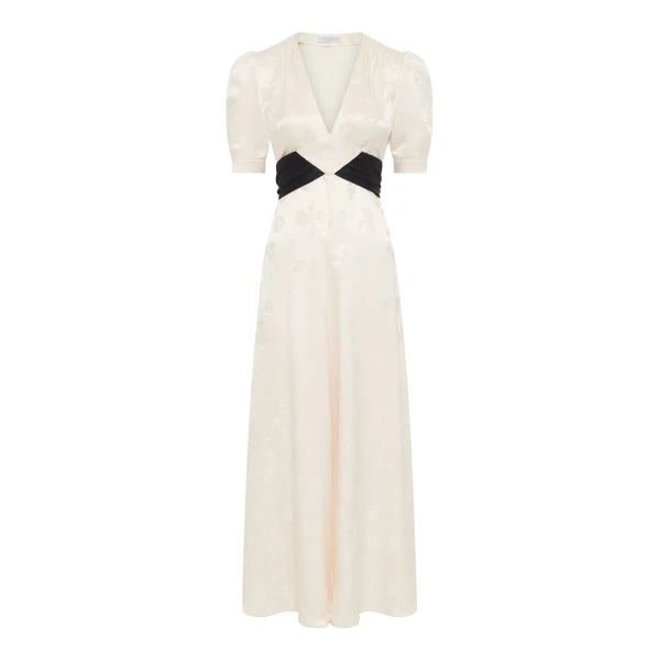 Gabriela Hearst Larkin Maxi Dress in Ivory & Black Embroidered Silk, view 6
