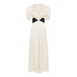 Gabriela Hearst Larkin Maxi Dress in Ivory & Black Embroidered Silk