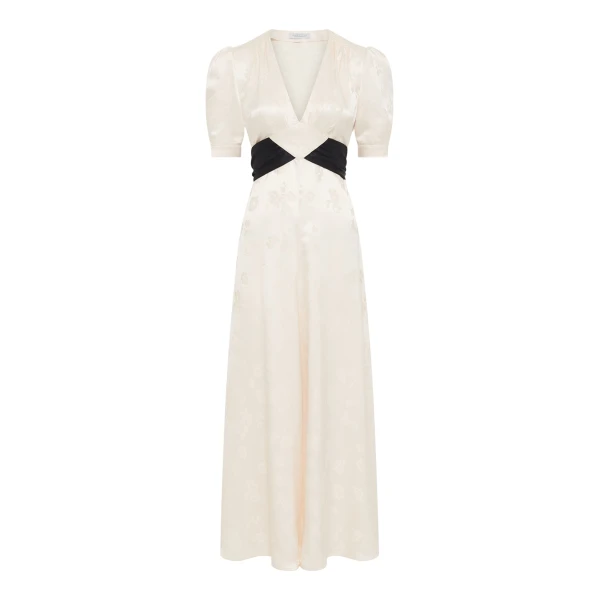 Gabriela Hearst Larkin Maxi Dress in Ivory & Black Embroidered Silk