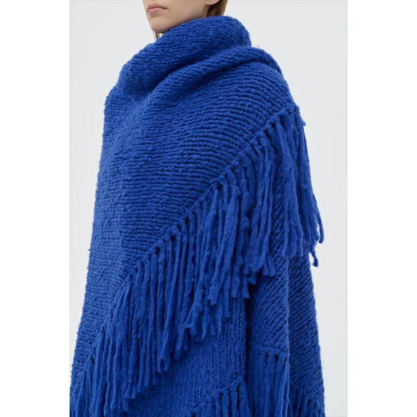 Gabriela Hearst Lauren Knit Wrap in Cobalt Welfat Cashmere, view 3