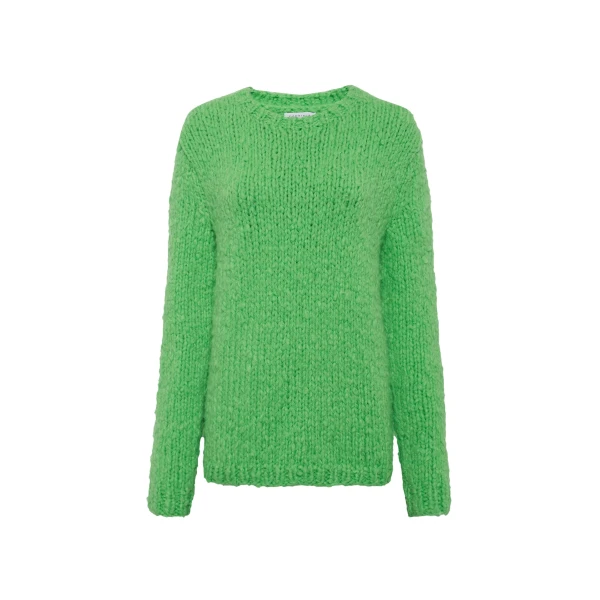 Gabriela Hearst Lawrence Knit Sweater in Florescent Green Welfat Cashmere, view 2