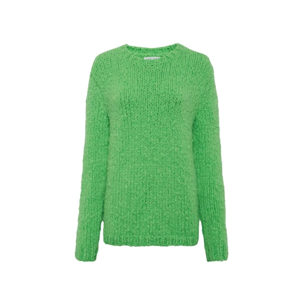 Gabriela Hearst Lawrence Knit Sweater in Florescent Green Welfat Cashmere