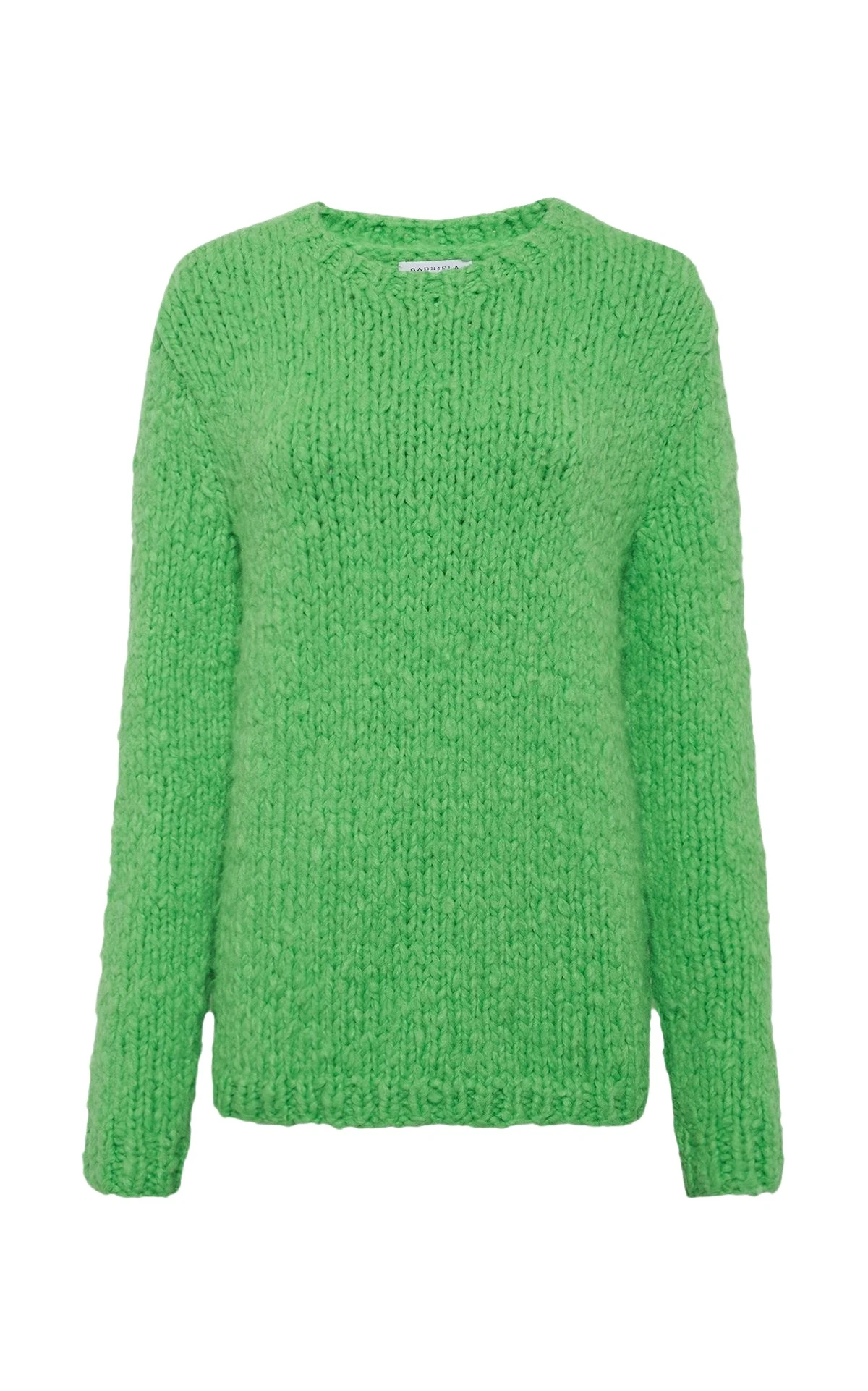 Gabriela Hearst Lawrence Knit Sweater in Florescent Green Welfat Cashmere