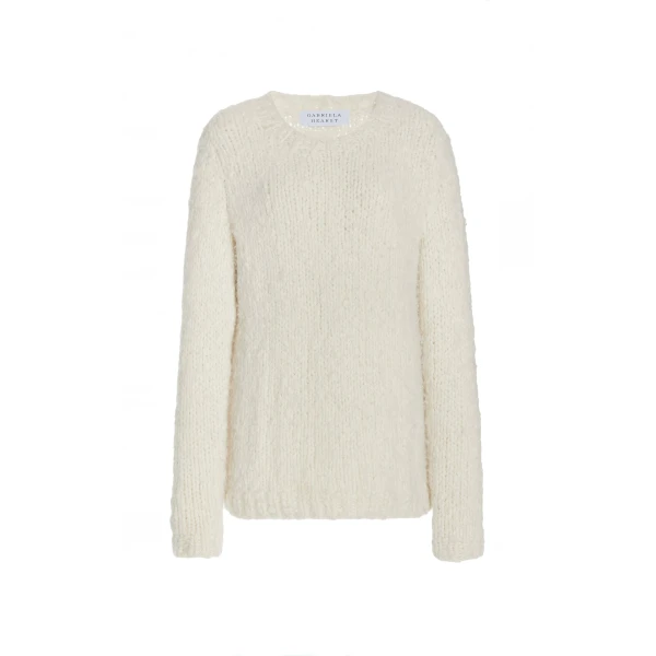 Gabriela Hearst Lawrence Knit Sweater in Ivory Welfat Cashmere, view 6
