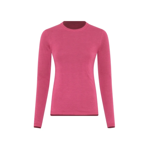 Gabriela Hearst Leif Reversible Knit Sweater in Bordeaux & Fuchsia Cashmere Silk, view 2
