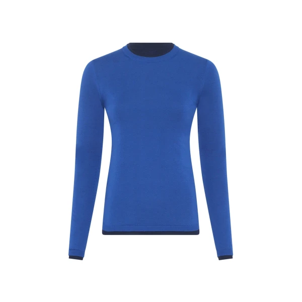 Gabriela Hearst Leif Reversible Knit Sweater in Electric Navy & Cobalt Cashmere Silk, view 2