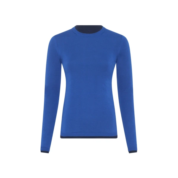 Gabriela Hearst Leif Reversible Knit Sweater in Electric Navy & Cobalt Cashmere Silk