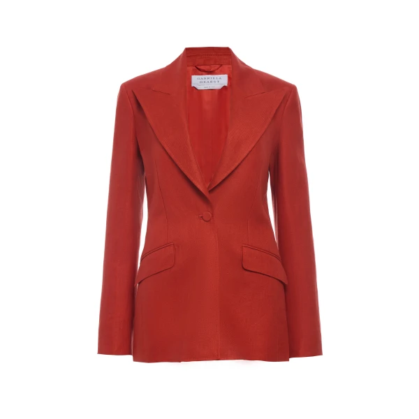 Gabriela Hearst Leiva Blazer in Antelope Orange Linen Twill, view 2