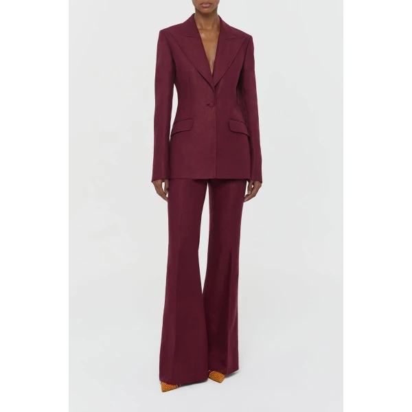 Gabriela Hearst Leiva Blazer in Bordeaux Linen Twill, view 2