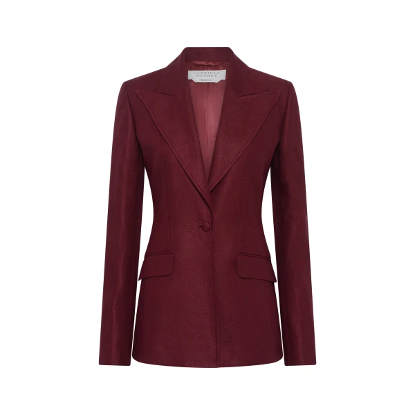 Gabriela Hearst Leiva Blazer in Bordeaux Linen Twill, view 6