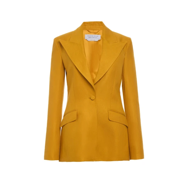 Gabriela Hearst Leiva Blazer in Golden Birch Linen Twill, view 2