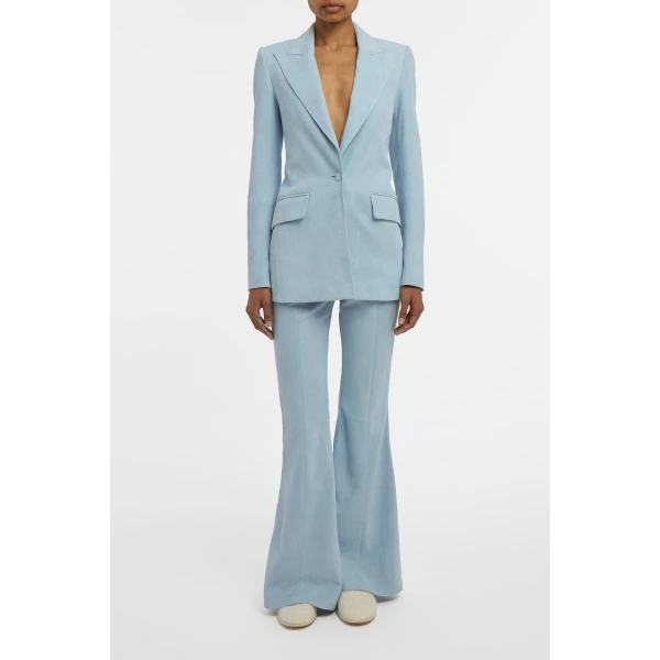 Gabriela Hearst Leiva Blazer in Light Blue Suede, view 3