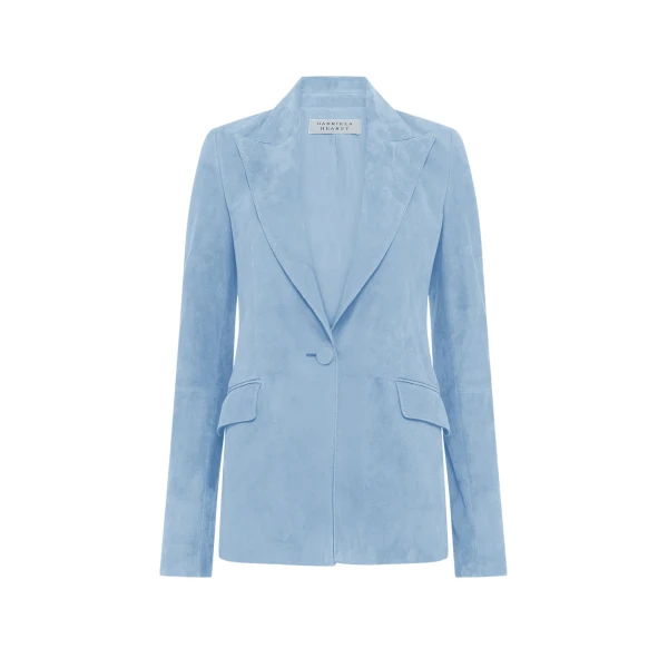 Gabriela Hearst Leiva Blazer in Light Blue Suede, view 6