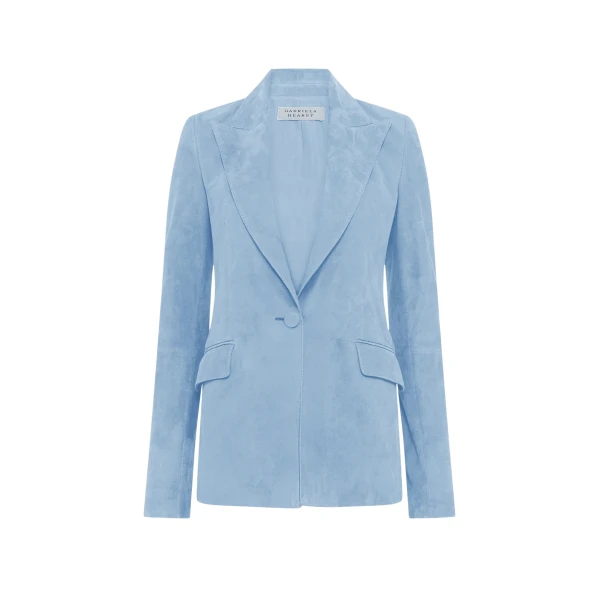 Gabriela Hearst Leiva Blazer in Light Blue Suede