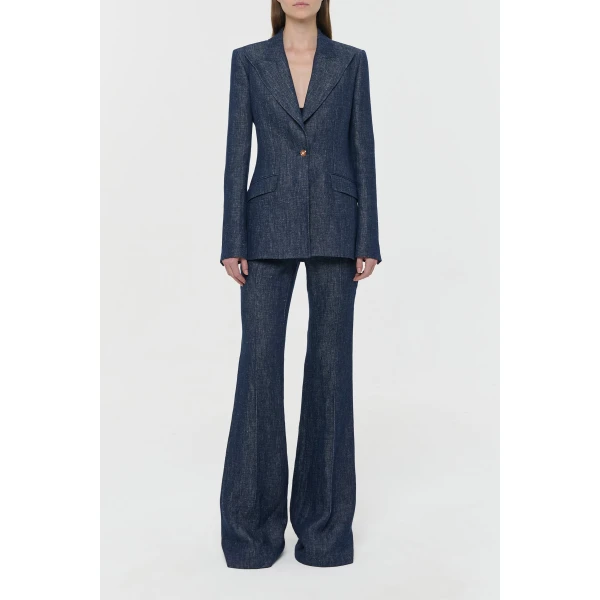 Gabriela Hearst Leiva Blazer in Stone Washed Linen Denim, view 2