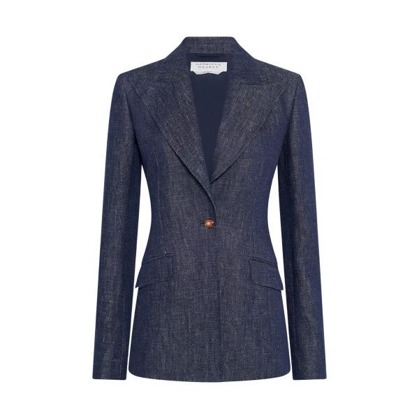 Gabriela Hearst Leiva Blazer in Stone Washed Linen Denim