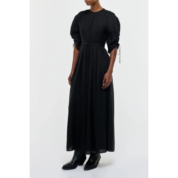 Gabriela Hearst Linnea Maxi Dress in Black Aloe Linen, view 3