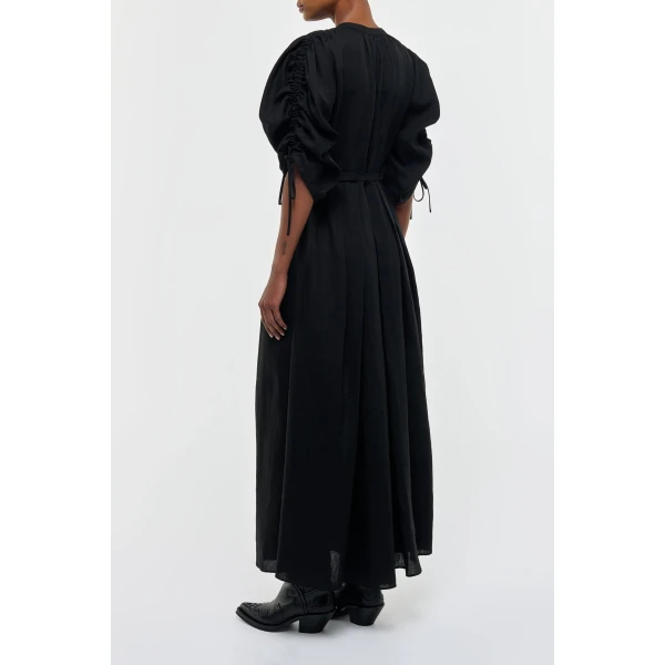 Gabriela Hearst Linnea Maxi Dress in Black Aloe Linen, view 4