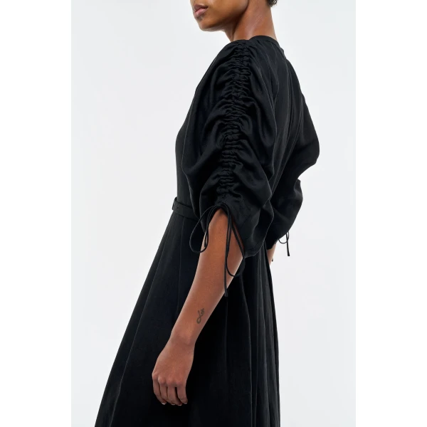 Gabriela Hearst Linnea Maxi Dress in Black Aloe Linen, view 5