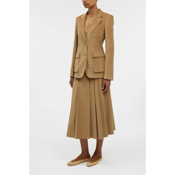 Gabriela Hearst Louisa Blazer in Camel Sea island Cotton Corduroy, view 3