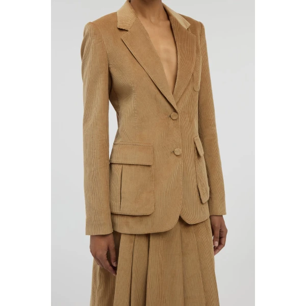 Gabriela Hearst Louisa Blazer in Camel Sea island Cotton Corduroy, view 5