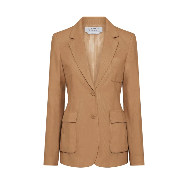 Gabriela Hearst Louisa Blazer in Camel Sea island Cotton Corduroy, view 6
