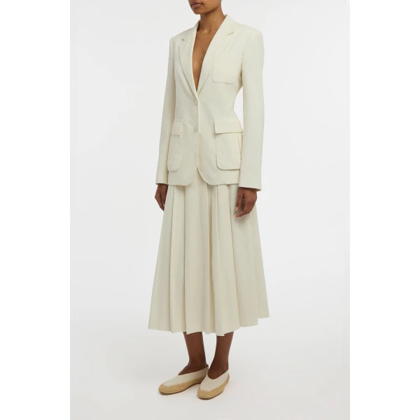 Gabriela Hearst Louisa Blazer in Ivory Sea Island Cotton Corduroy, view 3