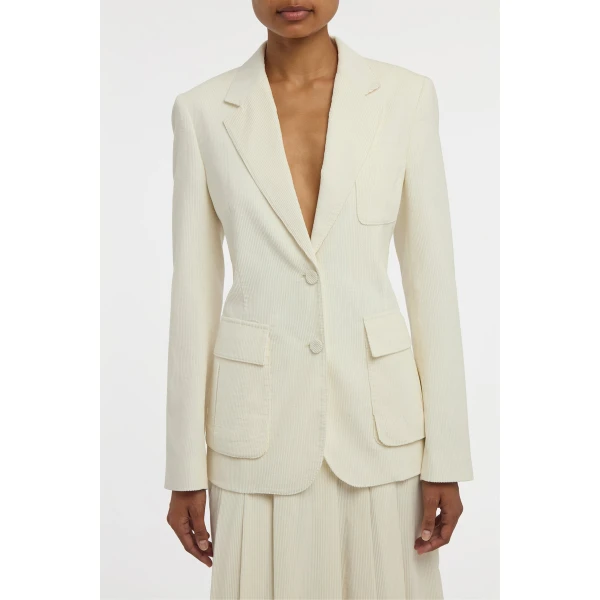 Gabriela Hearst Louisa Blazer in Ivory Sea Island Cotton Corduroy, view 5