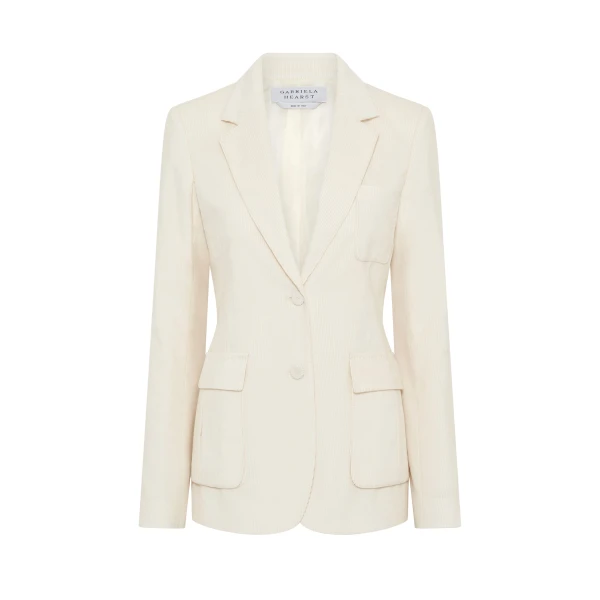 Gabriela Hearst Louisa Blazer in Ivory Sea Island Cotton Corduroy, view 6