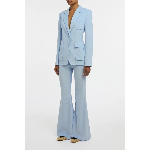 Gabriela Hearst Louisa Blazer in Light Blue Sea Island Cotton Corduroy, view 3