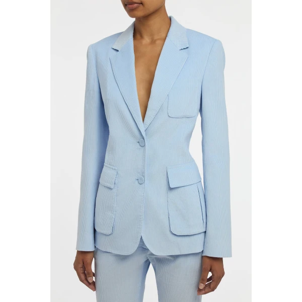 Gabriela Hearst Louisa Blazer in Light Blue Sea Island Cotton Corduroy, view 5