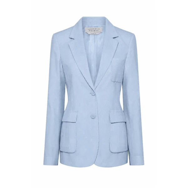 Gabriela Hearst Louisa Blazer in Light Blue Sea Island Cotton Corduroy, view 6