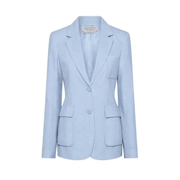 Gabriela Hearst Louisa Blazer in Light Blue Sea Island Cotton Corduroy