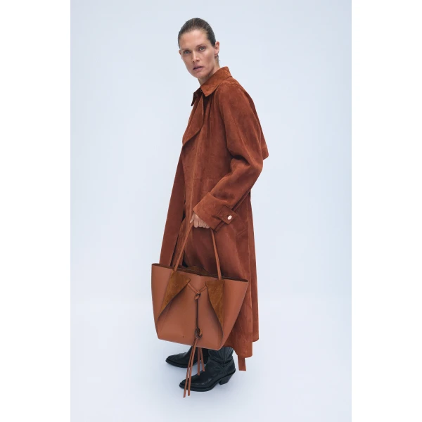 Gabriela Hearst Lyra Trench Coat in Cognac Suede, view 2