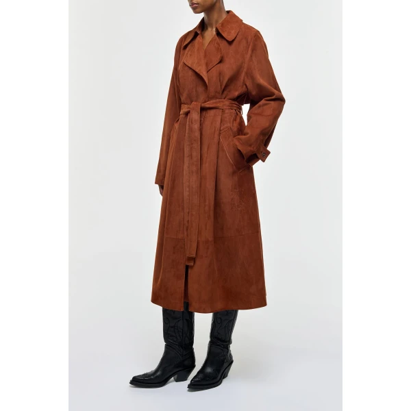 Gabriela Hearst Lyra Trench Coat in Cognac Suede, view 4
