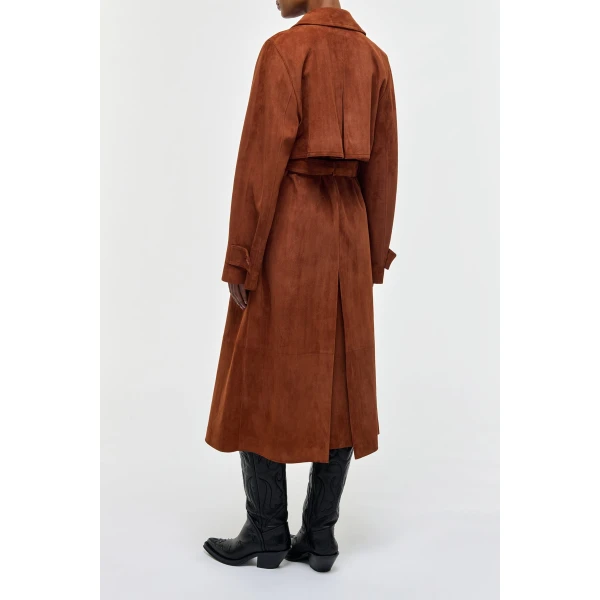 Gabriela Hearst Lyra Trench Coat in Cognac Suede, view 5