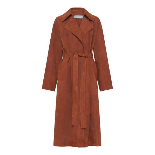 Gabriela Hearst Lyra Trench Coat in Cognac Suede, view 6